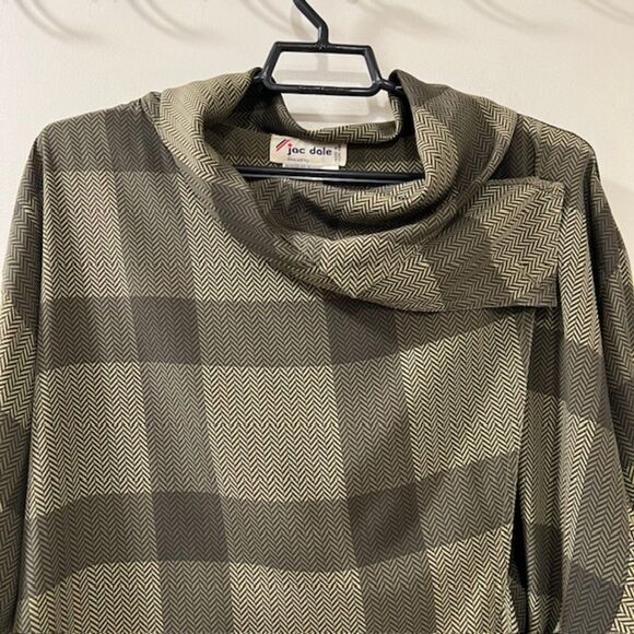 Vintage 80s Jac Dale Womens Green Plaid Cowl Neck Top Size 12/42 - Picture 3 of 12
